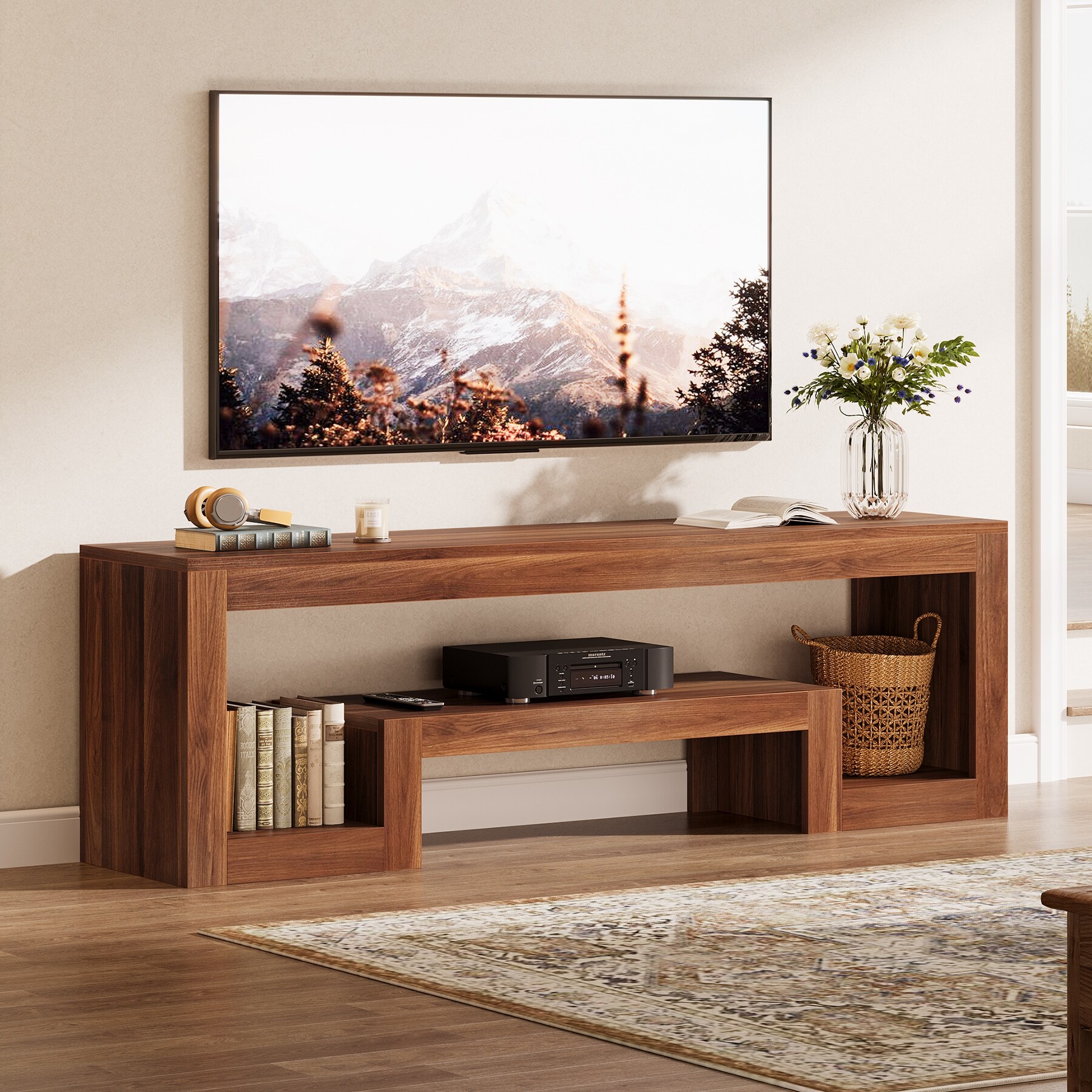 【ACME FURNITURE】 GRANDVIEW TV SHELF Versailles TV Console (Cherry Oak) Acme Furniture | Furniture Cart