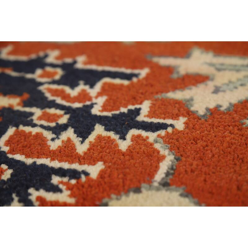 Hand Knotted Oriental 100% Wool Carpet Traditional Medallion Oranges & Rust Heriz (serapi) Area Rug - 11' 10'' X 9' 2''