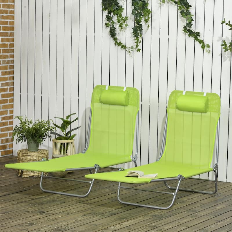 2 Piece Folding Chaise Lounge Chairs, Pool Sun Tanning Chairs, Outdoor Lounge Chairs