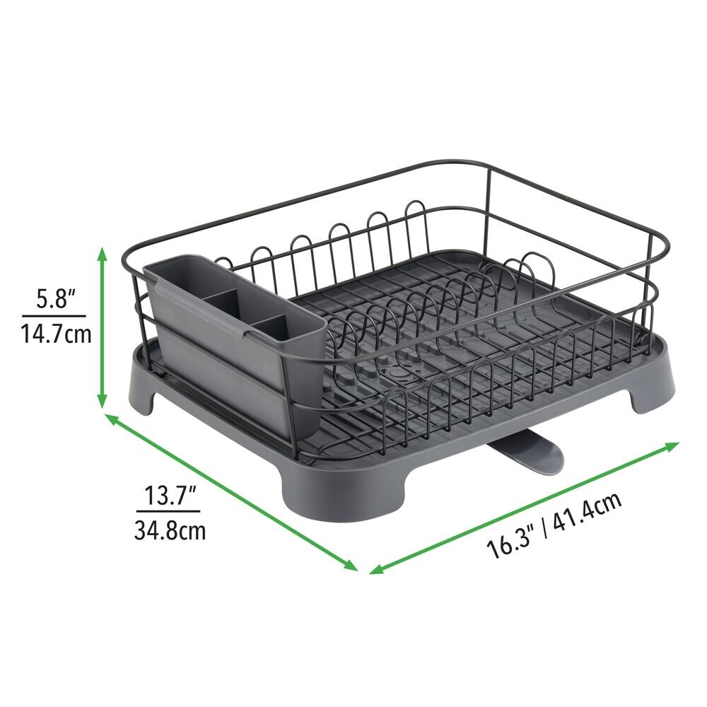 mDesign Large Kitchen Counter Dish Drying Rack with Swivel ...
