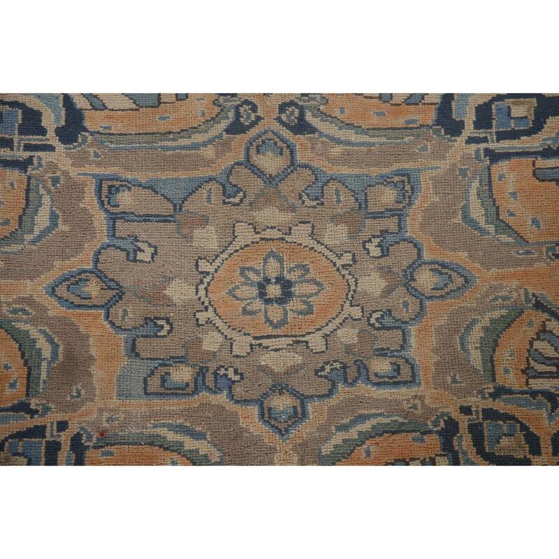 Vegetable Dye Mashad Persian Vintage Area Rug Hand-knotted Wool Carpet - 9'7" x 12'6"