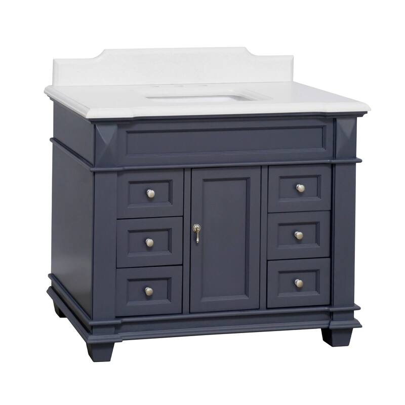 KitchenBathCollection Elizabeth 42" Bathroom Vanity with Quartz Top