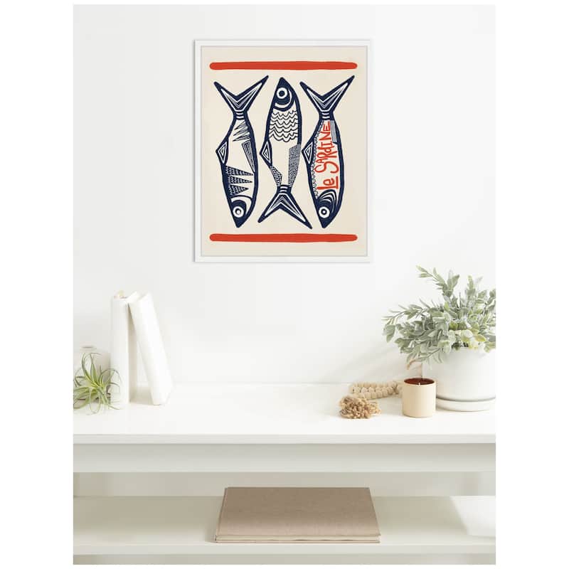 Kate and Laurel Le Sardine by Alicia Bock Framed Canvas Wall Art Print
