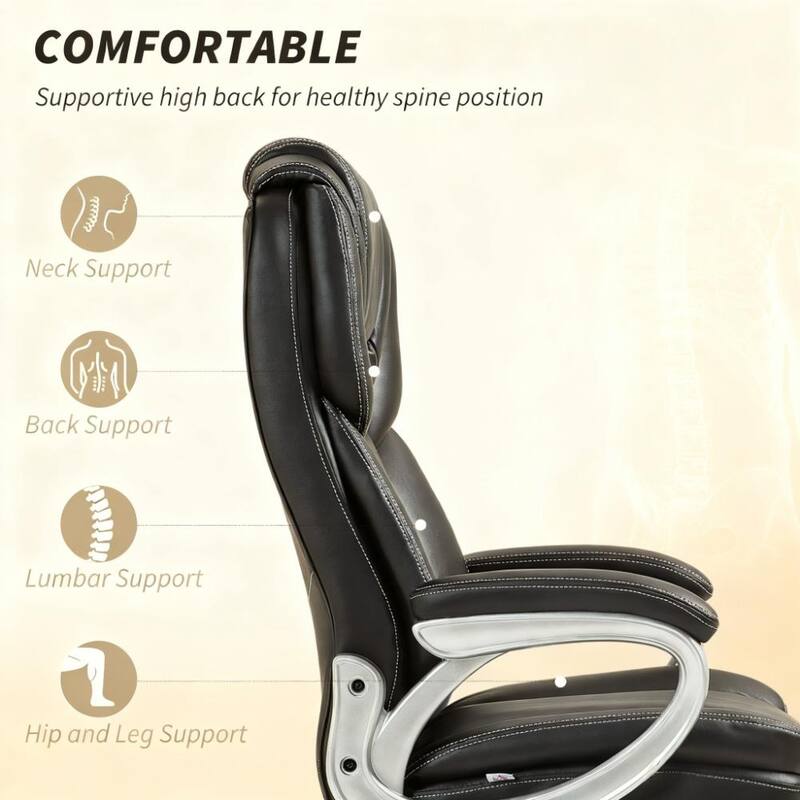 Black Office Chair - Ergonomic, Padded Arms & Swivel for Modern Workspace