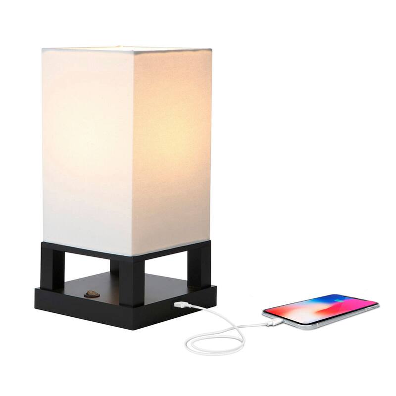 Brightech Maxwell 14 in. Black Indoor Table Lamp with USB Port (2-Pack)