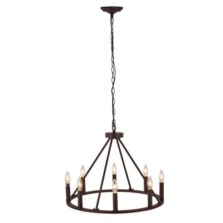 8 Light Wagon Wheel Chandelier Pendant Light in Oil Rubbed Bronze - Oil Rubbed Bronze - 23.25