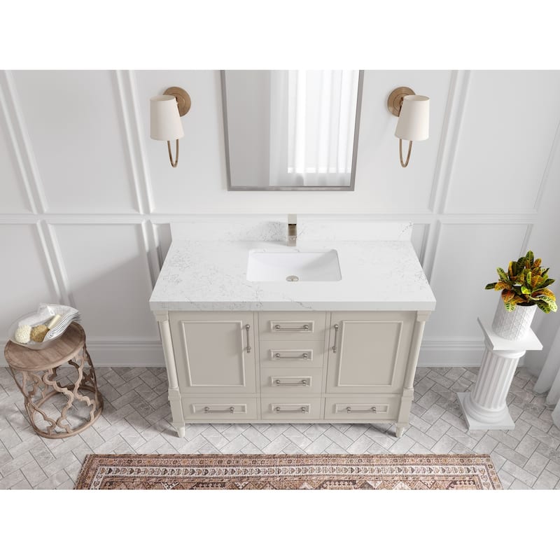 Willow Collections 48 in. W x 22 in. D Aberdeen Single Bowl Sink Bathroom Vanity with Countertop - 2" Empira White - Fine Grain