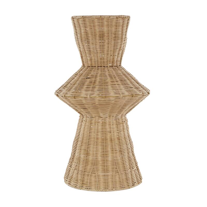 Rattan Handmade Woven Tapered Fluted Decorative Vase - Brown - Roche River Decor
