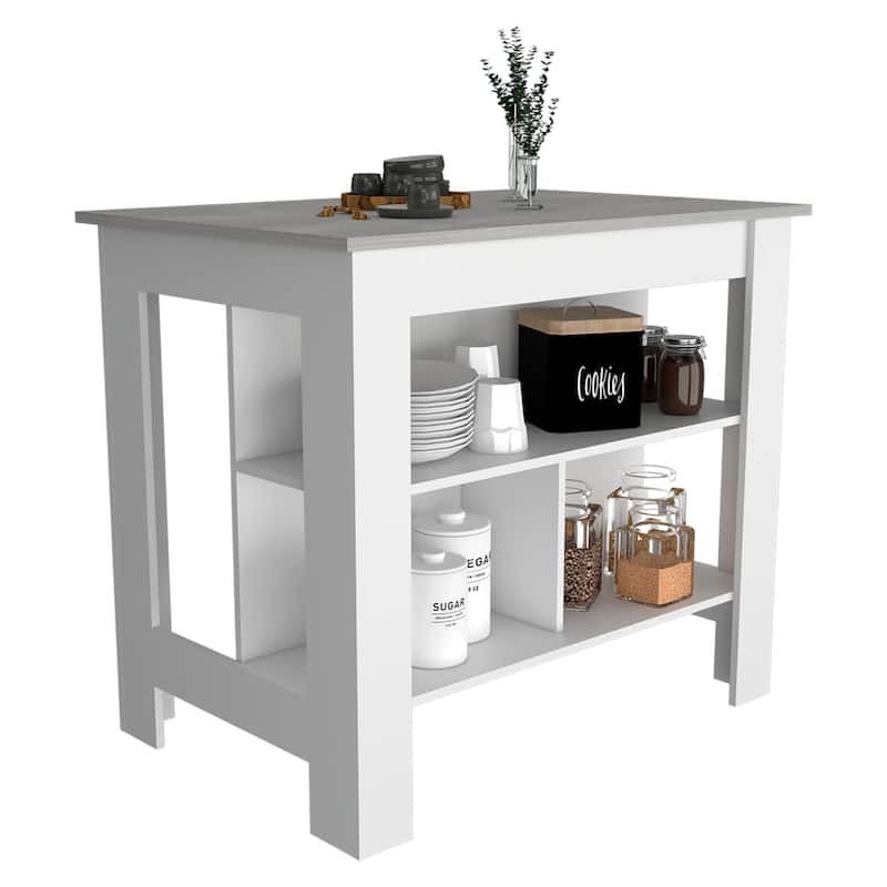 3-Shelf Kitchen Island with Open Shelf