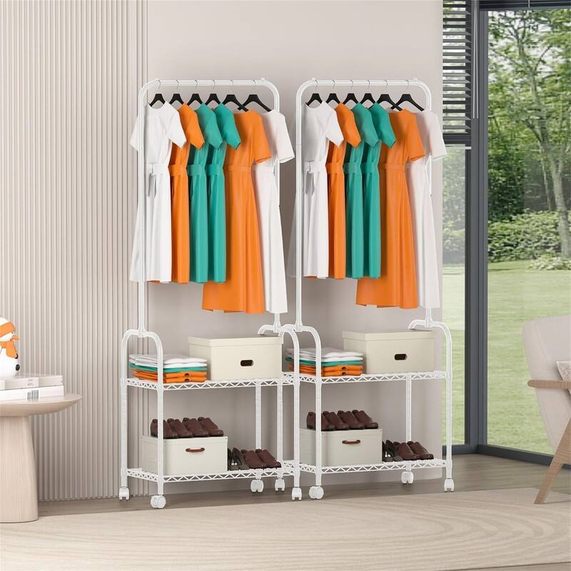 Rolling Clothes Rack 23.6 Inch Garment Rack - 13.8"D x 23.6"W x 65"H