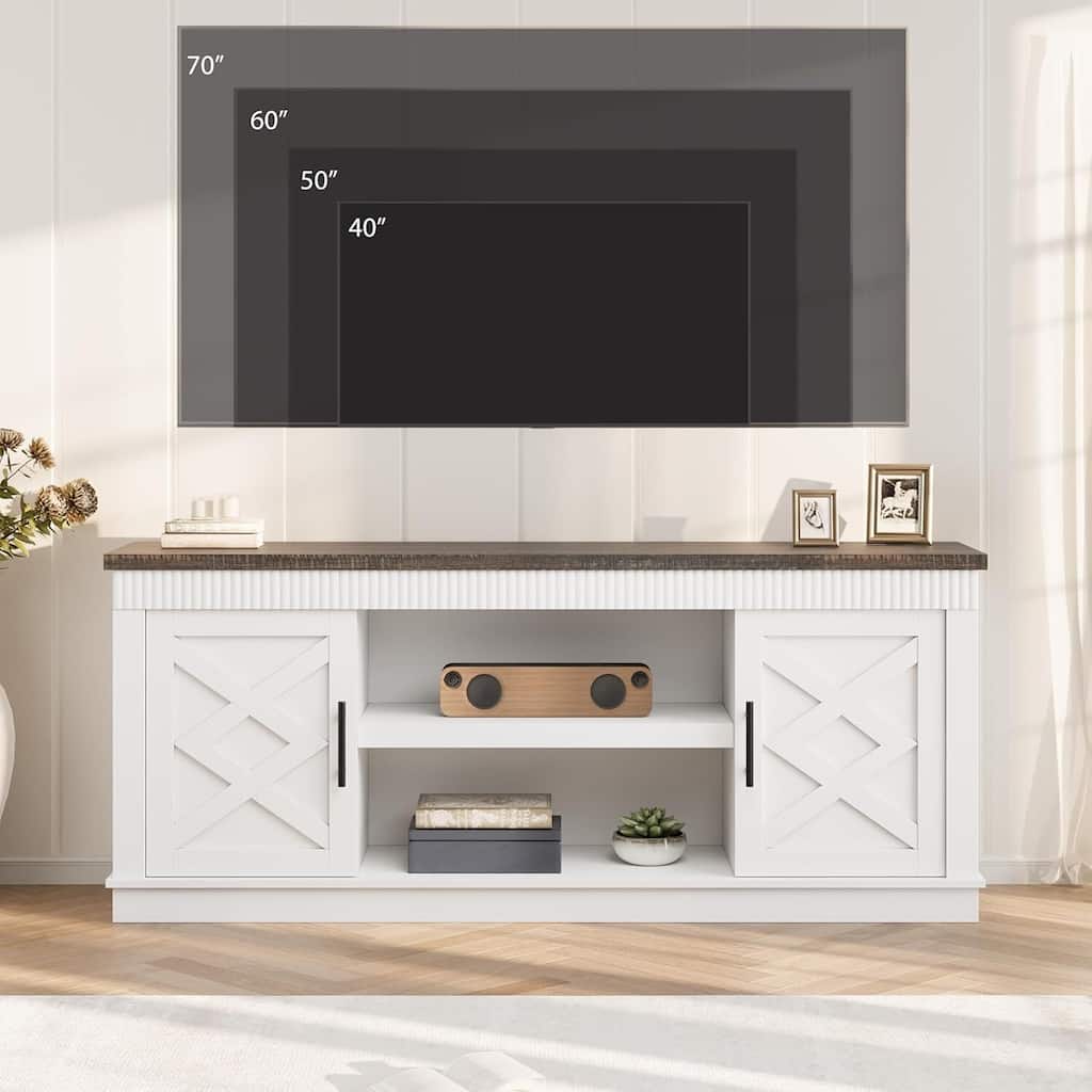 65 in Farmhouse TV Stand for 70/75 in TVs, Entertainment Center