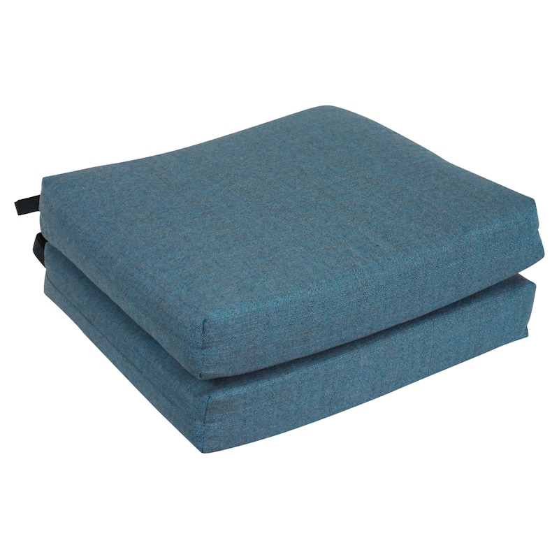 20-inch by 19-inch Premium Woven Olefin Indoor/Outdoor Chair Cushions (Set of 2) - 20 x 19 - Scope Ocean
