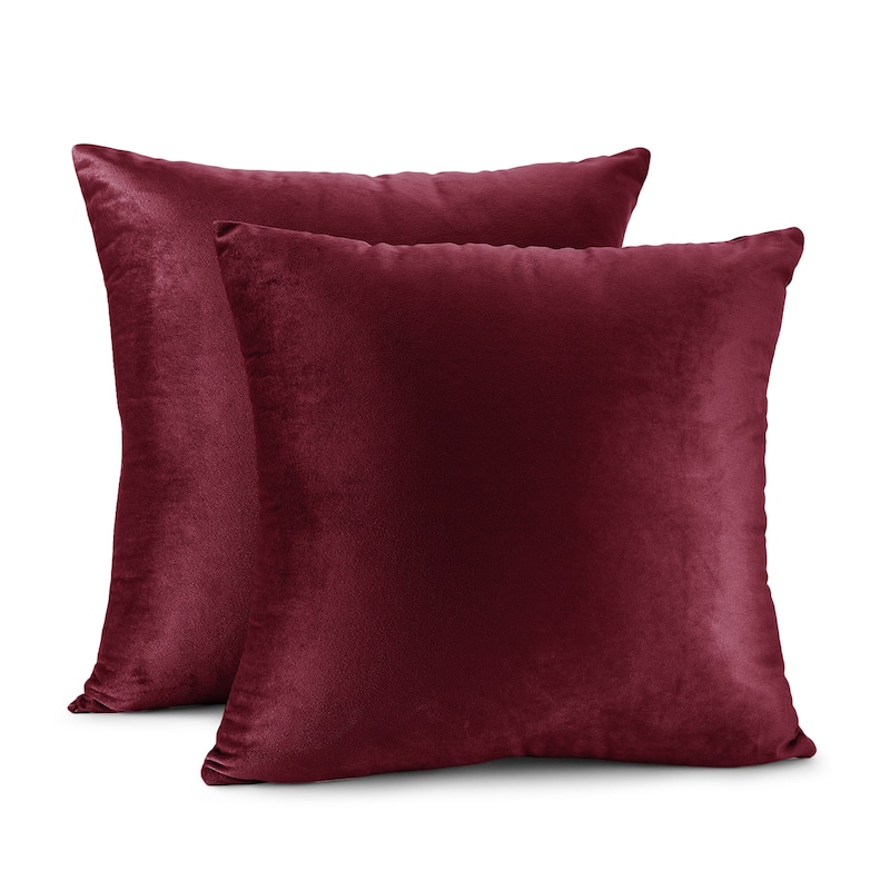 Porch & Den Cosner Microfiber Velvet Throw Pillow Covers (Set of 2) - 26" x 26" - Burgundy Red
