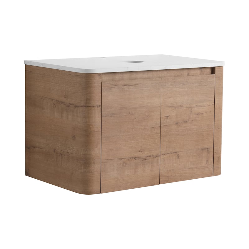 30'' Wall-Mounted Bathroom Vanity & 2-Soft-Close Door, KD-Packing, Plywood (Vanity Only, Excluding Sink)