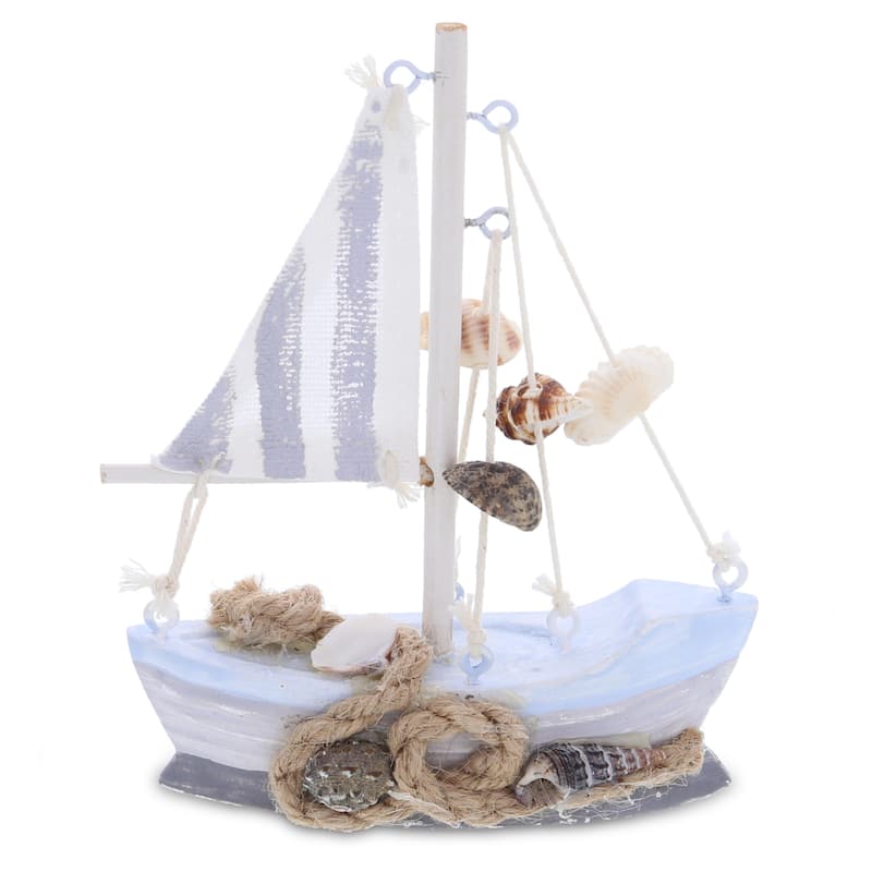 CoTa Global Mini Moonlight Wood Sailboat Model Nautical Decor 5 Inch - 5 Inch