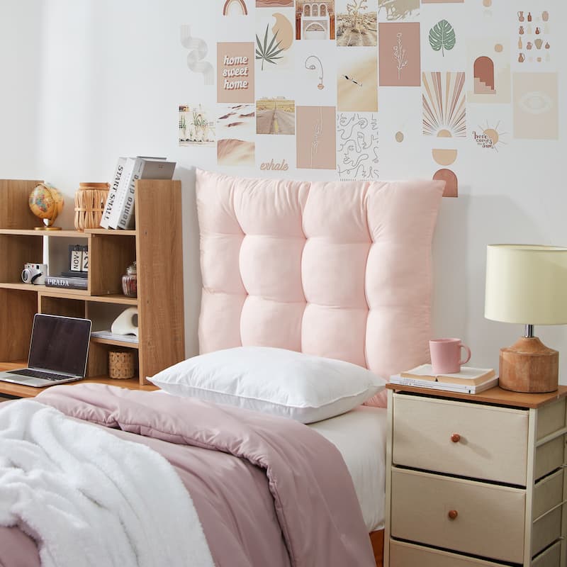 Rainha® Puffy Tufted College Headboard by DormCo - Peach Cream