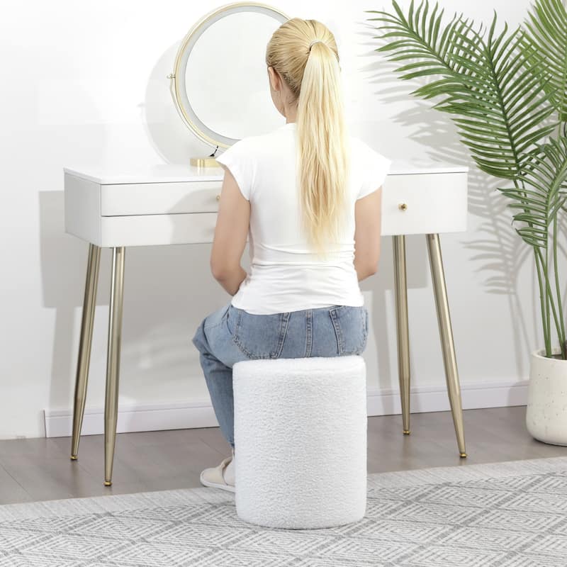 Adeco Ottoman Footrest Fabric Stool for Living Room Bedroom