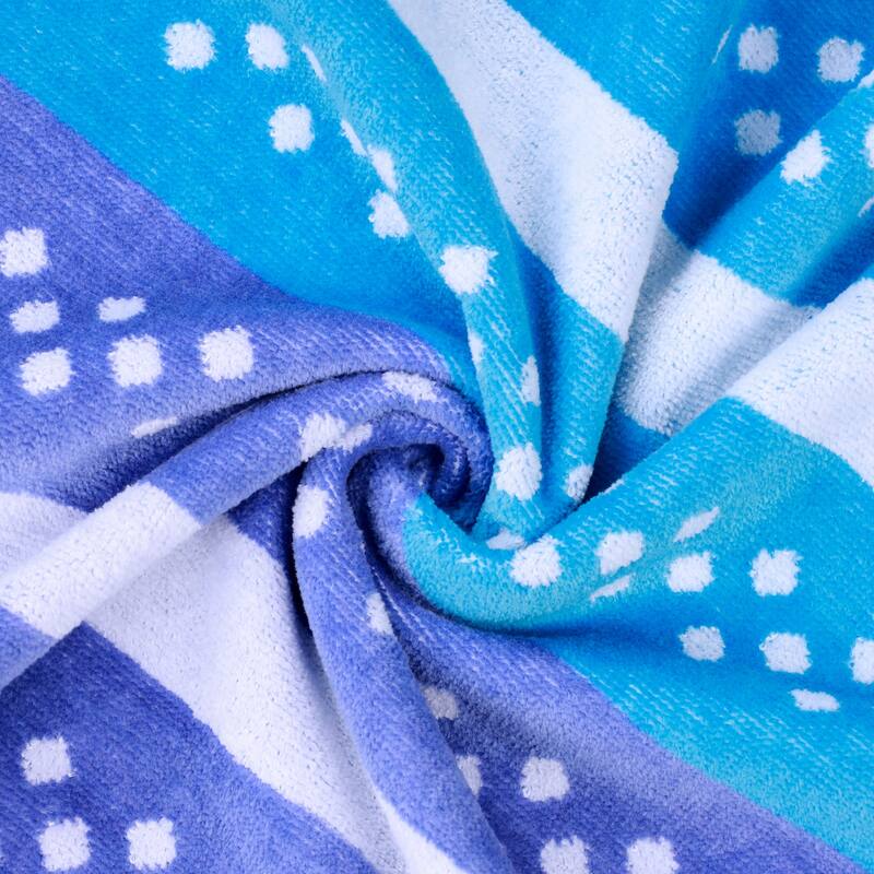 Superior Striped Cotton Fuzzy Velour Terry Large Oversized Beach Towel