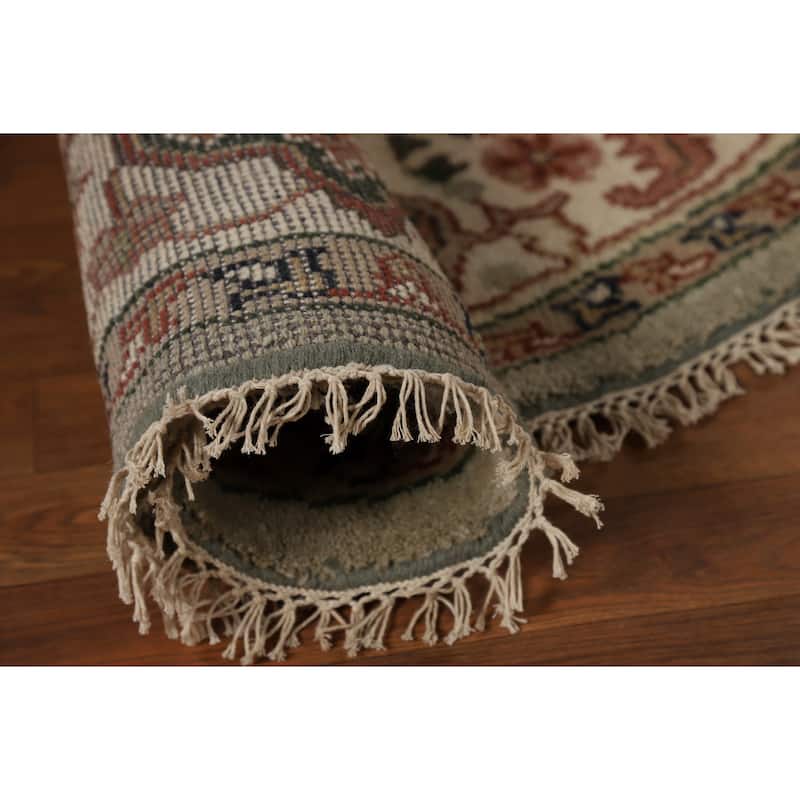 Heriz Serapi Indian Round Rug Hand-Knotted Wool Carpet - 7'10"x 7'10"