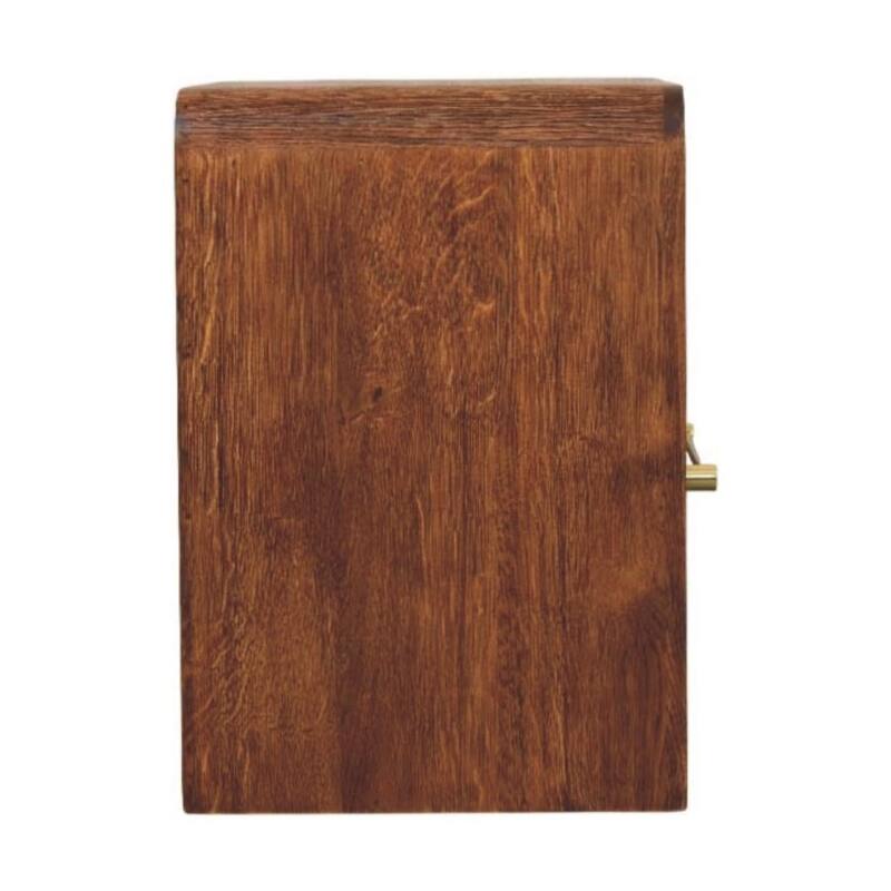 Solid Wood Curved Edge Bedside,Brown,1-Drawer,1-Shelf