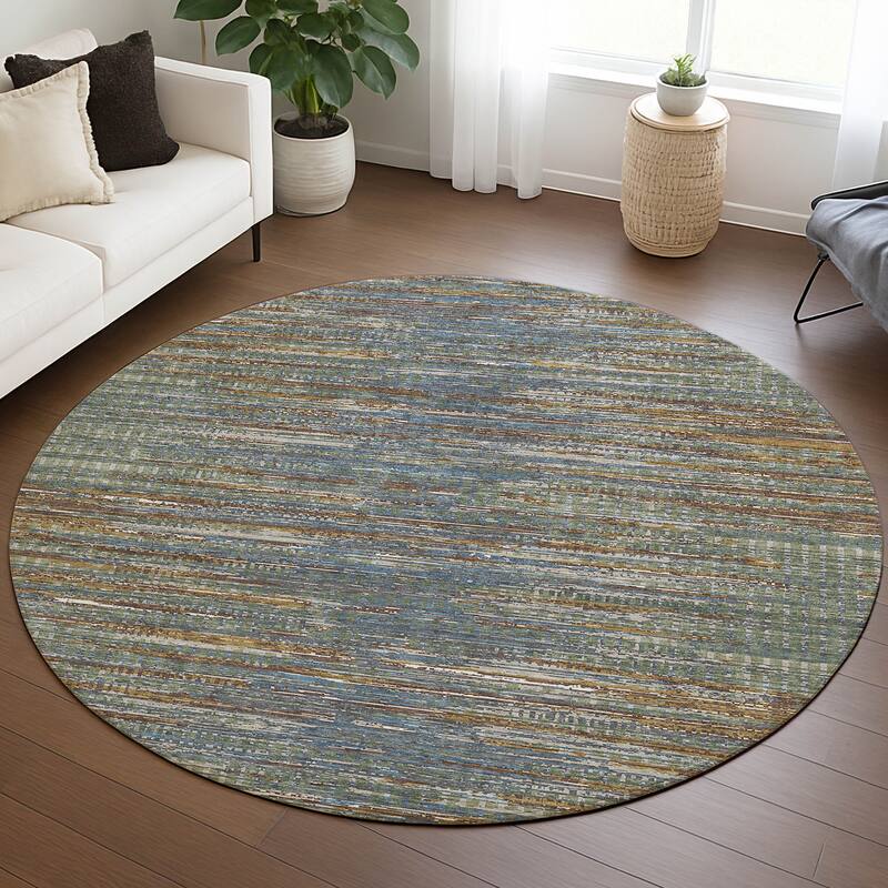 Machine Washable Indoor/ Outdoor Casual Keystone Chantille Rug