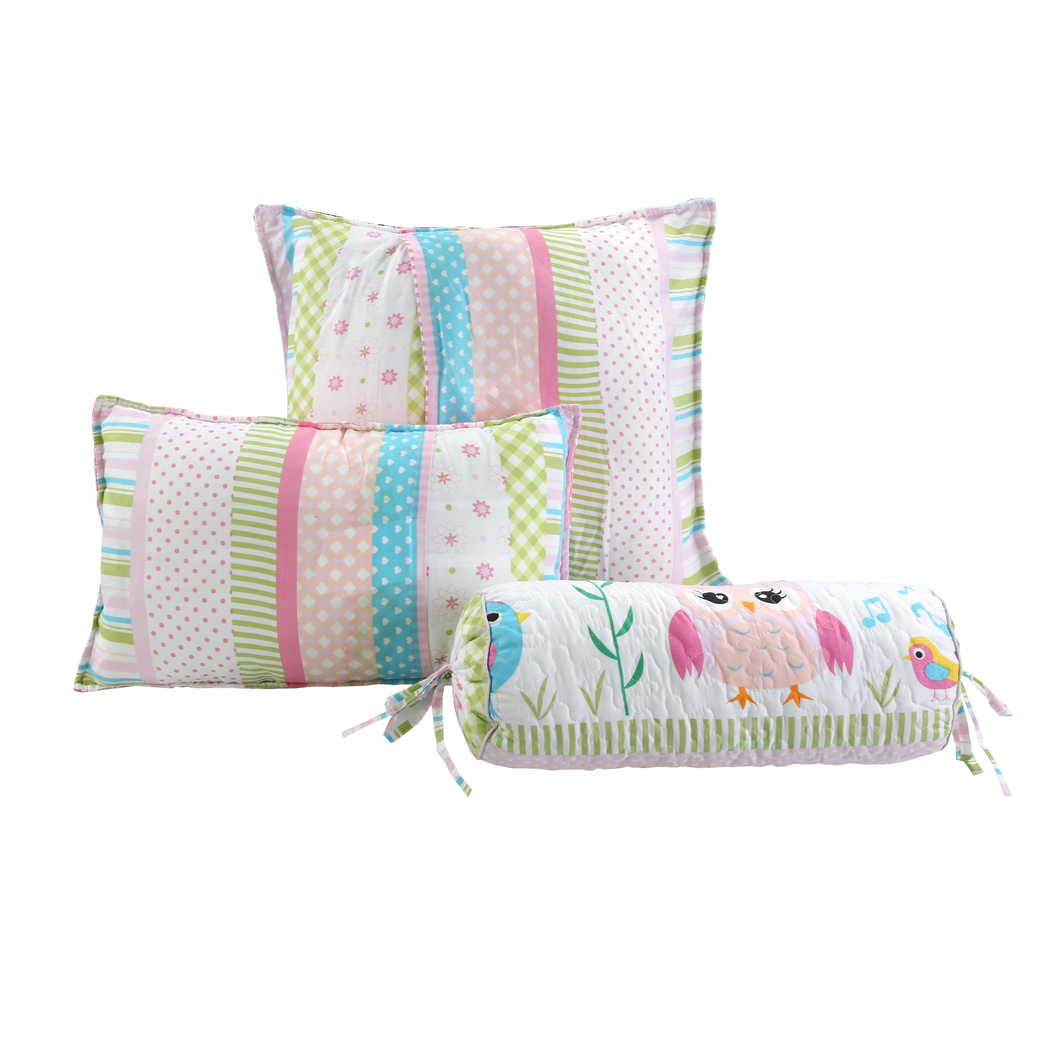 Cozy Line Home Fashion Spring Time Fun Owl Cotton Reversible Throw Pillow