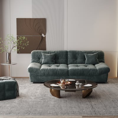 Modern Sanded Velvet Cloud Loveseat Sofa Sectional Couch for Living Room