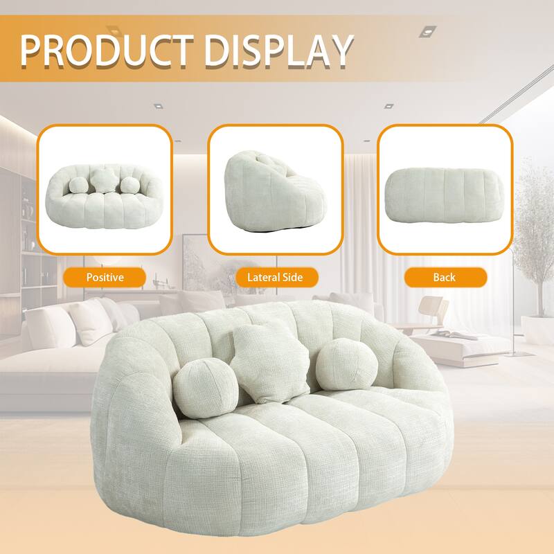 Chenille Upholstered Durable Comfort Lounger Bean Bag Lazy Sofa