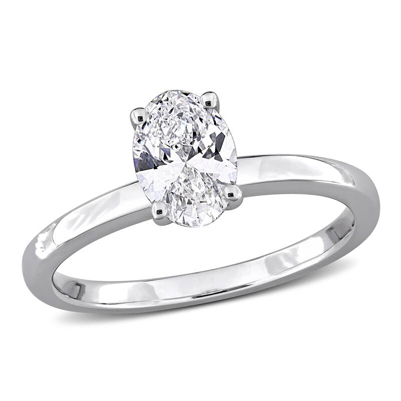 1ct TW Oval-Cut Lab-Grown Diamond Solitaire Engagement Ring in 10k White Gold