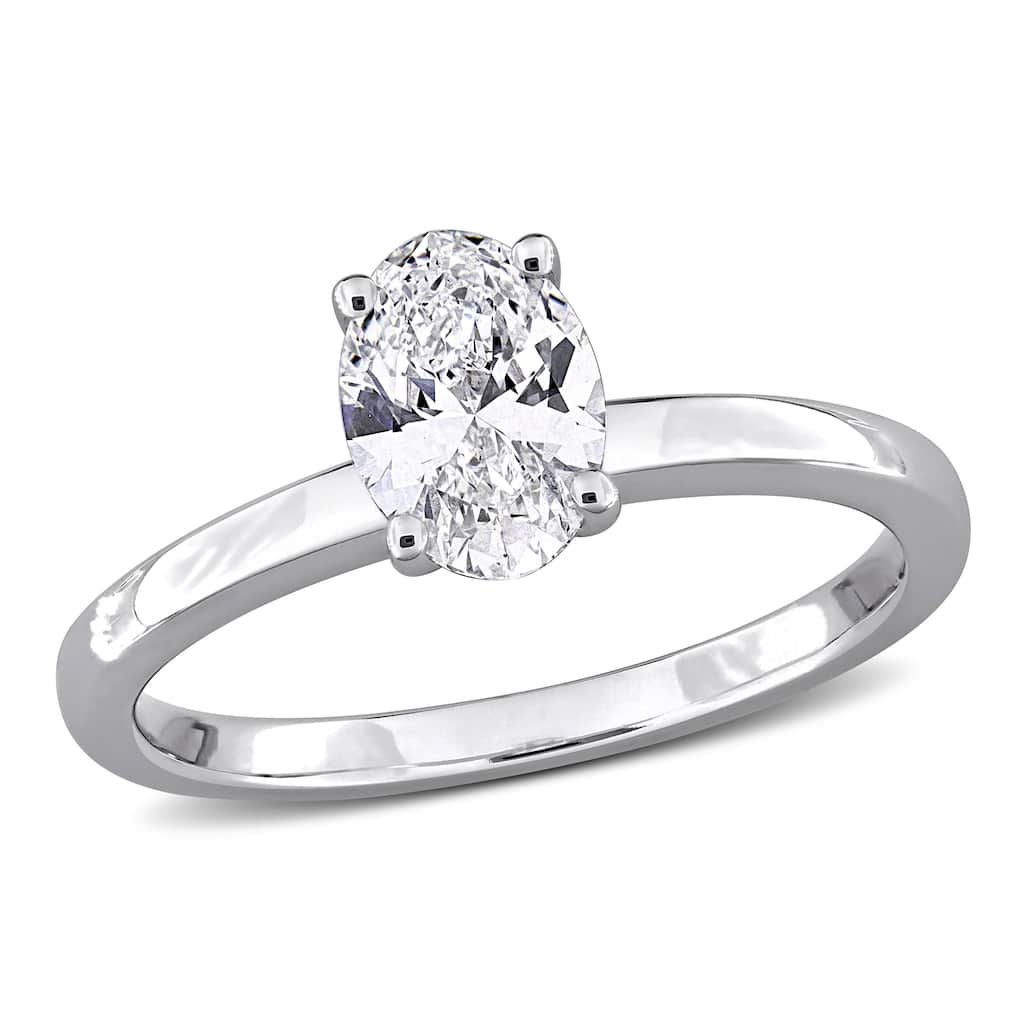 Miadora 1ct TW Oval-Cut Lab-Grown Diamond Solitaire Engagement Ring 10k White Gold