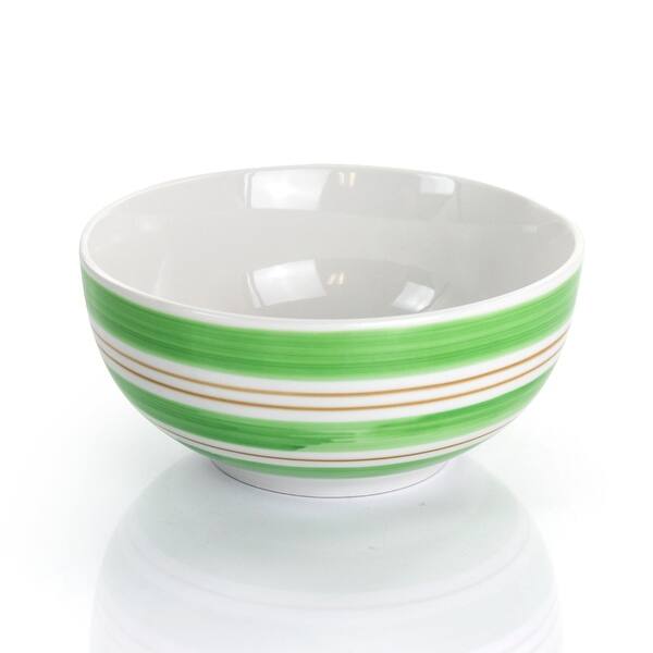 Shop Gibson Home Sunset Stripes 12 Piece Round Fine Ceramic Dinnerware Set In Green Overstock 31994907