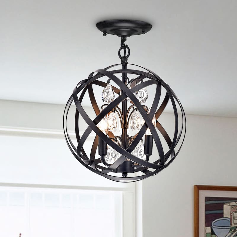 Serrato 3-Light Globe Semi-Flush Chandelier
