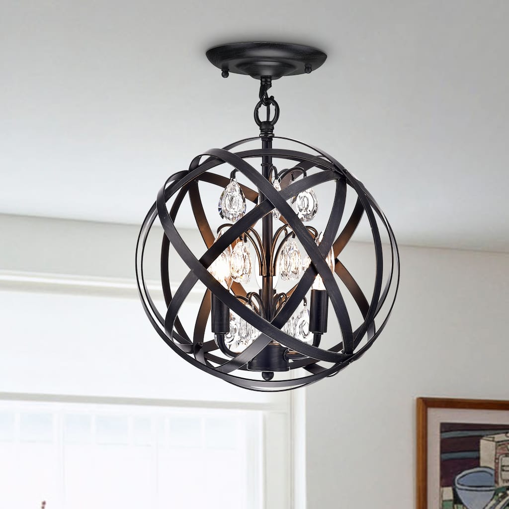 Serrato 3-Light Globe Semi-Flush Chandelier