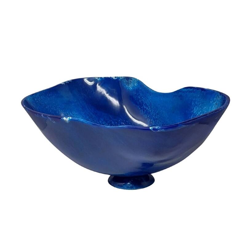 Large Fruit Bowl Blue Resin Dia 21.2" - Blue