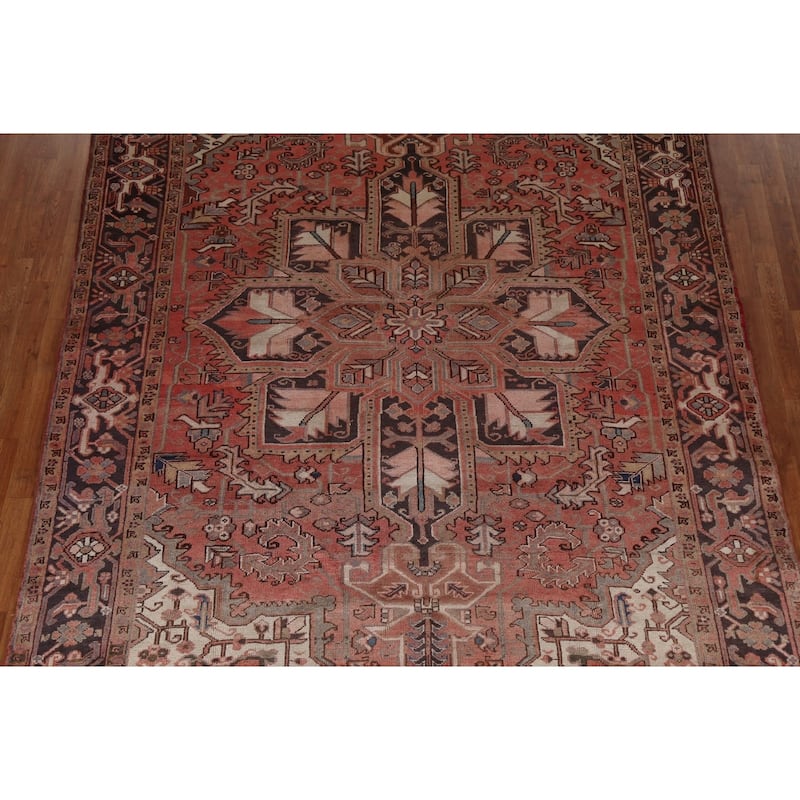 Vintage Geometric Traditional Heriz Persian Wool Area Rug Hand-knotted - 7'5" x 10'7"