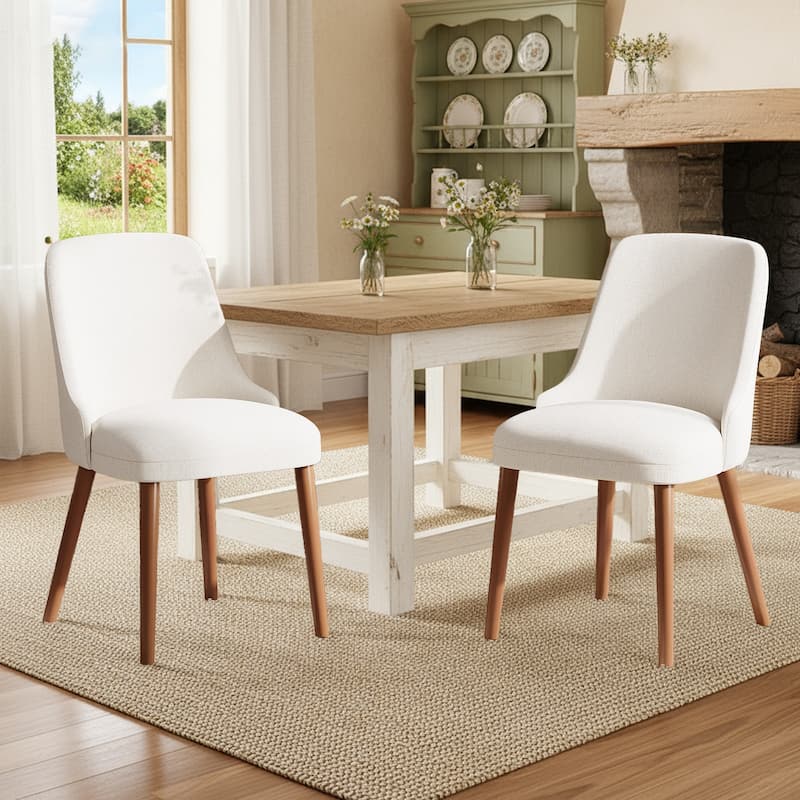 High Back Dining Chairs Upholstered Padded Kitchen Chairs Wood Legs for Restaurant Cafe
