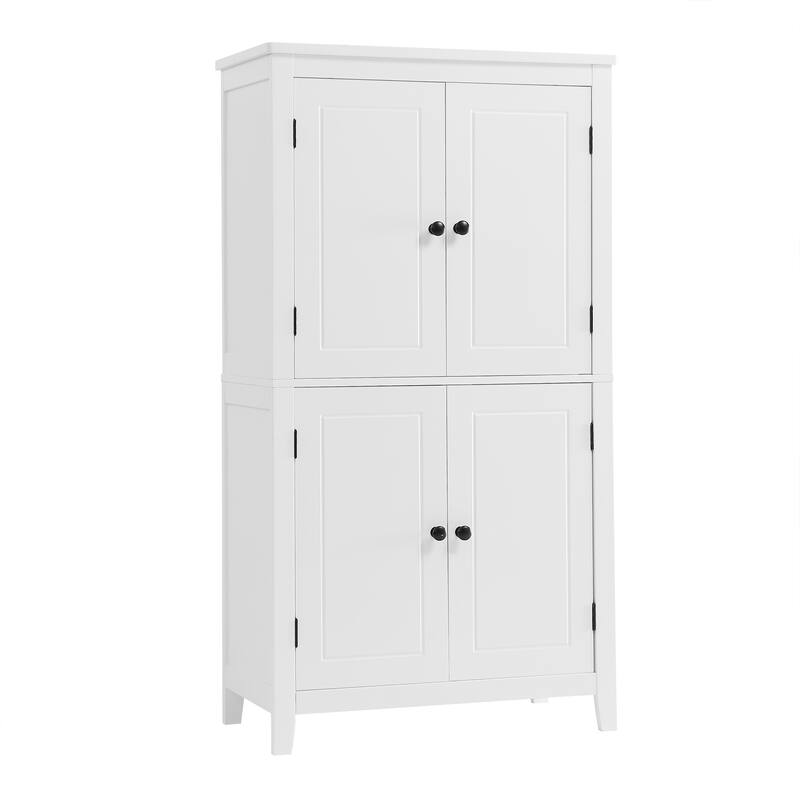 Roomfitters Elegant Bathroom Floor Storage Cabinet with 4 Doors, Adjustable and Adaptable Shelves, Freestanding Unit