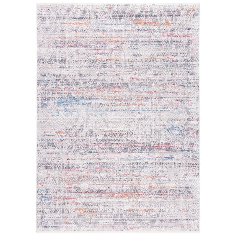 SAFAVIEH Valencia Henryka Boho Distressed Rug - 6'10" Square - Grey/Orange