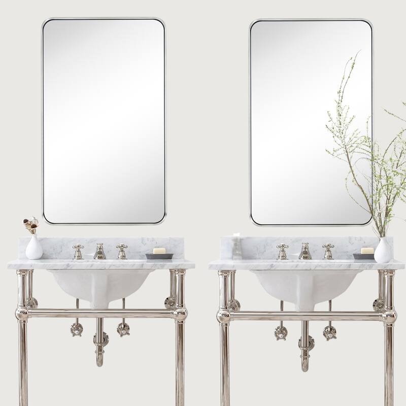 Rounded Rectangle Bathroom Vanity Mirror, Vertically/Horizontal Hanging