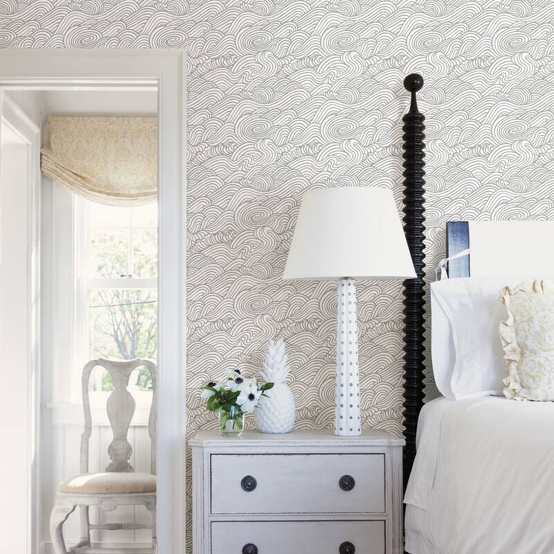 A-Street Prints Mare Grey Wave Wallpaper