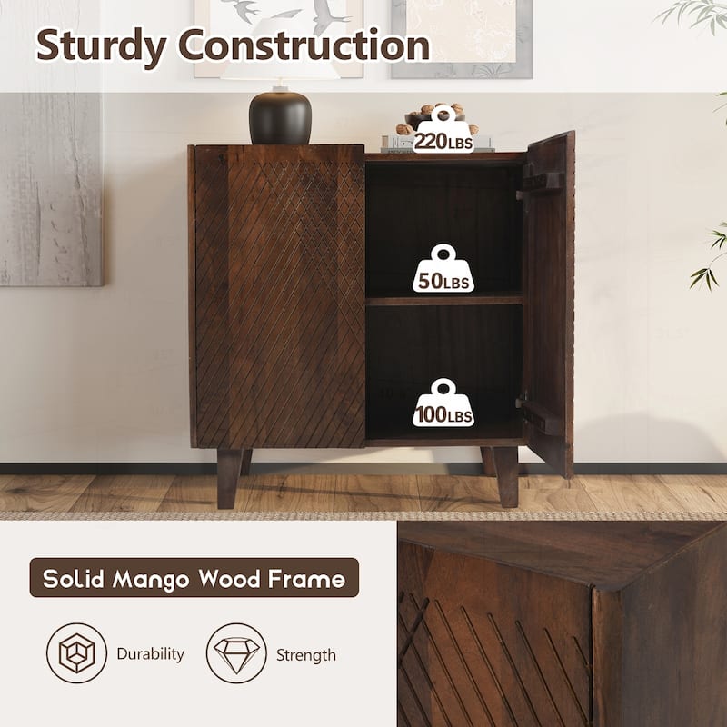 Charming Rustic Mango Wood Cabinet with Versatile Storage