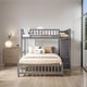 preview thumbnail 2 of 13, Wooden Twin Over Full Bunk Bed With 6 Drawers And Shelves, Grey