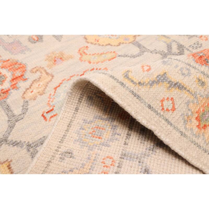 ECARPETGALLERY Hand-knotted Modern Oushak Light Grey Wool Rug - 2'7 x 8'1