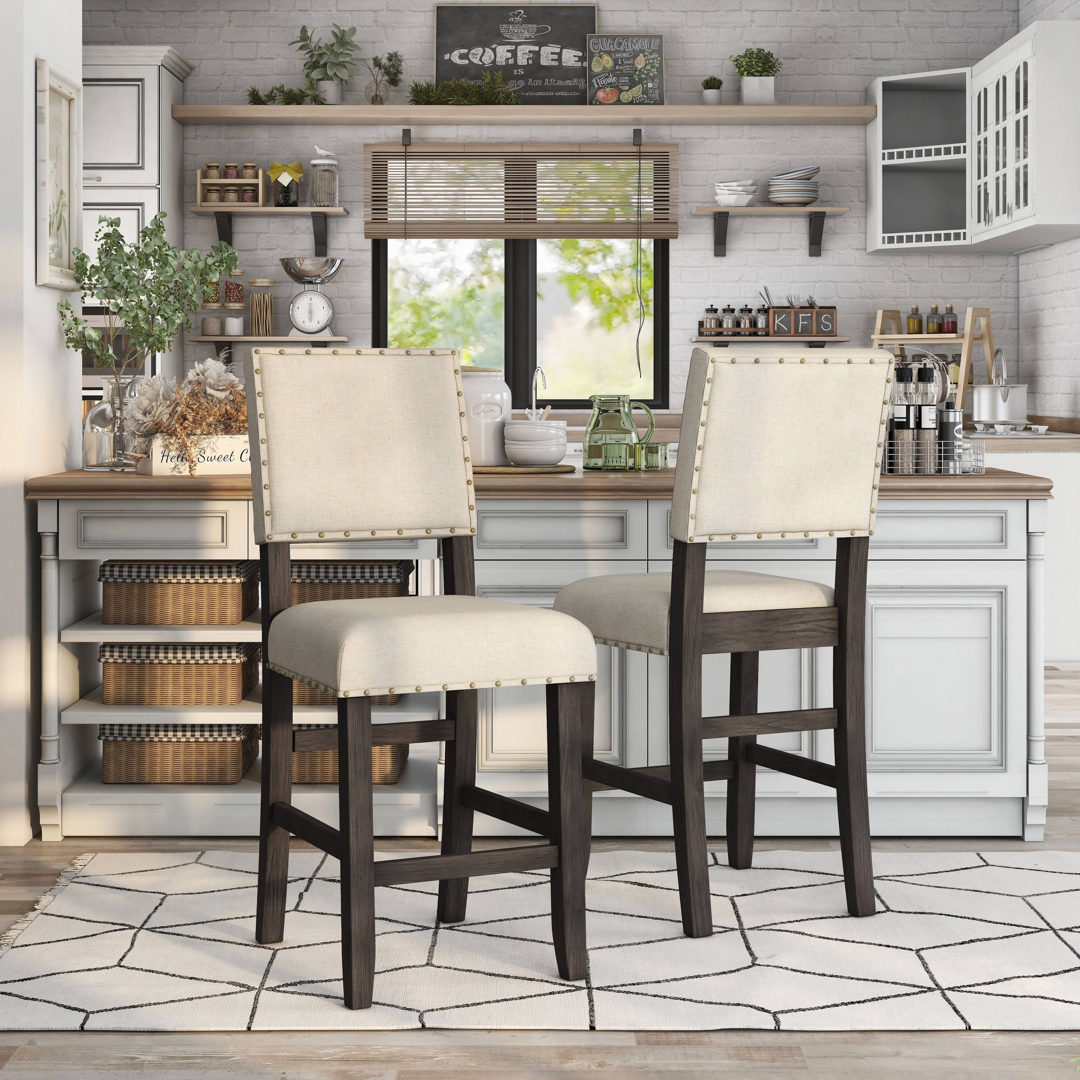 Tays Rustic Fabric Counter Height Chairs (Set of 2) by Furniture of