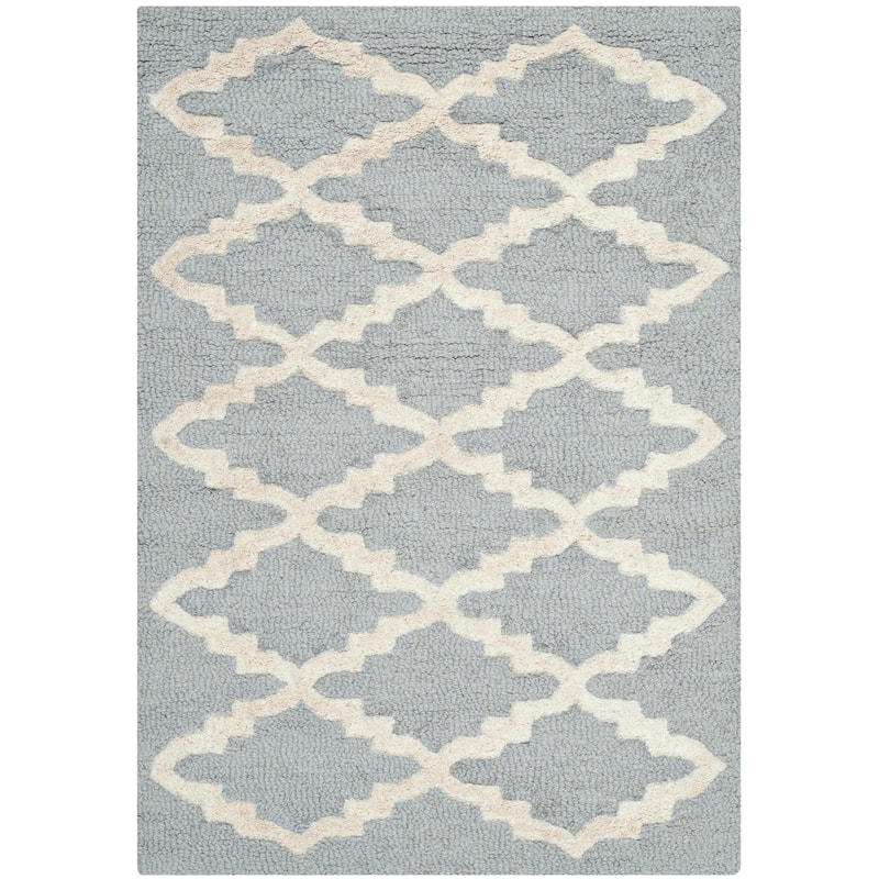 SAFAVIEH, Handmade Cambridge Reny Modern Moroccan Wool Rug - 2' x 3' - Silver/Ivory