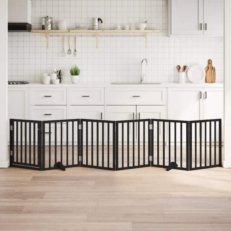 vidaXL Dog Gate Foldable Poplar Wood - Black(2)