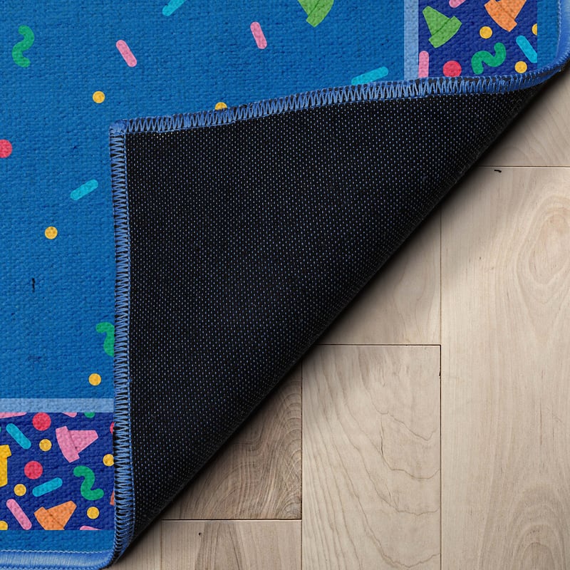 Crayola Confetti Blue Retro Area Rug By Well Woven