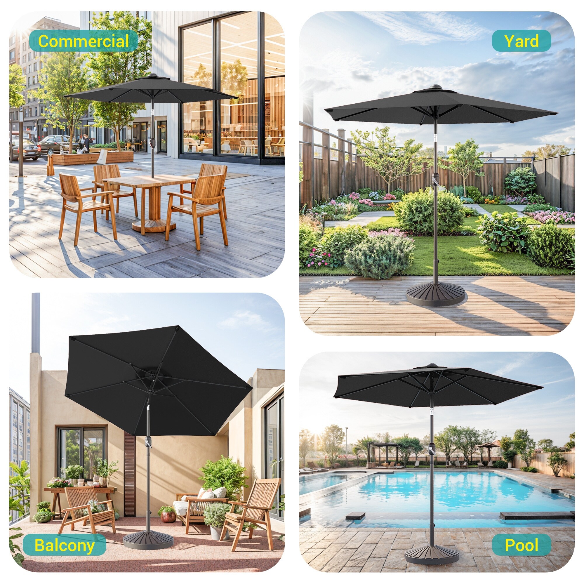 iron patio umbrella base Sunnydaze 24lb Heavy-Duty Round Cast Base, 18