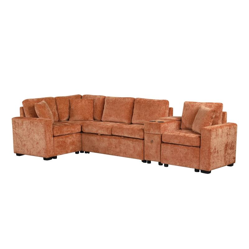 L-shaped Convertible Sofa Bed Modular Sectional Sofa Reversible Sleeper with Pull-Out Bed,and Ample Storage Space