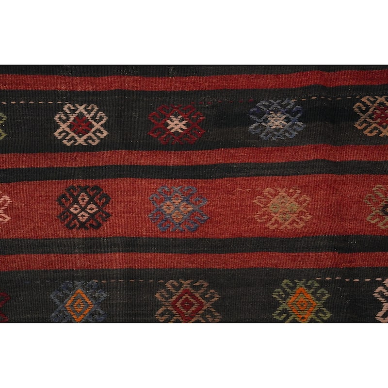 Hand Woven Oriental 100% Wool Carpet Southwestern Tribal Multi-Colored Kilim Area Rug - 9' 6'' X 5' 10''
